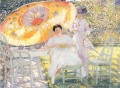 The Garden Parasol Impressionist women Frederick Carl Frieseke